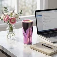 Gobelet isotherme de luxe 20oz avec logo personnalisé, en acier inoxydable électroplaqué, à double paroi, anti-fuite, avec motif spirale 3D en relief et effet ombré, maintien thermique 12-24h