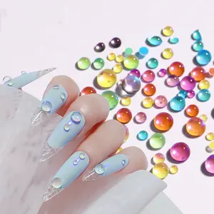 Grosir Warna Ajaib 3D Putri Duyung Manik-manik Simfoni Jimat Kuku Kristal Berlian Imitasi Pemasok Kuku
