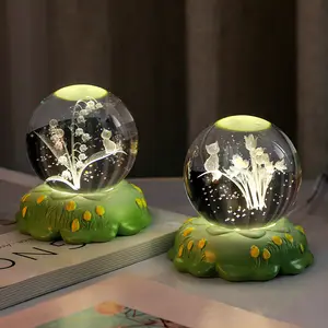 LED 3D Flower Cat Crystal USB Sphere Lightning Lamp Colorful Ball Night Lights Novelty Ball Decoration Light Plasma Table Lamp