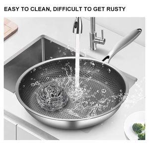 Poêle Wok Antiadhésive en Acier Inoxydable Triple Couche Alvéolée pour la Restauration Professionnelle (Vente en Gros) - Product Image 2