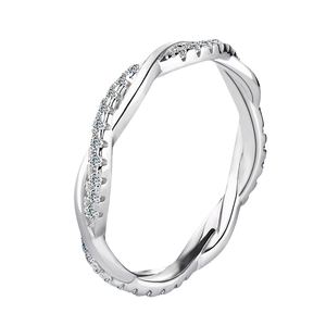 Anello 925 in argento Sterling Moissanite per fedi nuziali 1.3mm taglio rotondo con stinco a spirale per tutta l'eternità, gioielli di Design - Product Image 2