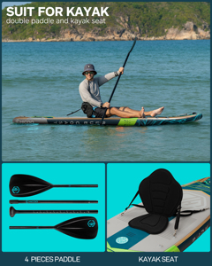 Vente en gros d'accessoires aquatiques : Planche de paddle gonflable en bois pour la pêche avec siège de kayak HI02, construction en H - Product Image 6