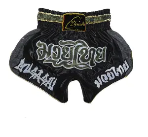 Shorts de boxe para homens, logotipo personalizado de alta qualidade, moda poliéster, logotipo para treinamento, bordado, apliques, shorts MMA