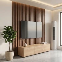 Panneau mural intérieur en WPC à grain de bois, insonorisant, imperméable, design moderne, texture cannelée, pour salle de divertissement, couloir, haute qualité