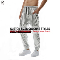 Pantalon Harem Métallisé Homme avec Cordon de Serrage, Coupe Décontractée, Idéal pour la Danse, la Scène, les Festivals, les Soirées Décontractées, les Clubs, les Raves – Pantalon Brillant