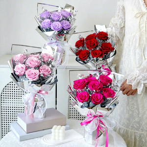 Bouquet éternel d'approvisionnement d'usine personnaliser Bouquet de roses éternelles pour toujours pour une <span class=keywords><strong>idée</strong></span> de cadeau VaseGift - Product Image 1