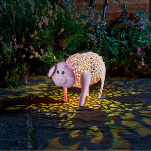 โคมไฟสวนรูปหมูพลังงานแสงอาทิตย์ LED สำหรับตกแต่งภายนอก ทำจากเหล็ก ทนน้ำ ตั้งได้เอง ใช้พลังงานแสงอาทิตย์ - Product Image 4