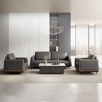 Conjunto de sofá de oficina modular multifuncional de lujo, moderno y ligero, diseño con cubierta de cuero, áreas de recepción, sofás públicos