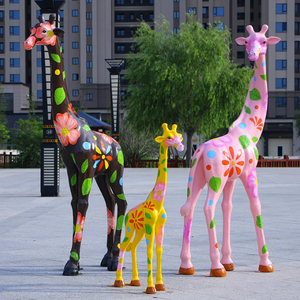 Sculpture d'animal pop art pour l'extérieur, décoration de jardin en fibre de verre peinte, statue de <span class=keywords><strong>girafe</strong></span>, artisanat artificiel à vendre - Product Image 4
