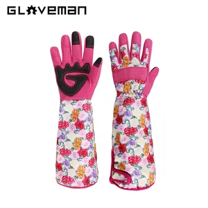GLOVEMAN-guantes de manga larga para mujer, manoplas protectoras de mano para jardín, para el hogar, estampado de rosas, a prueba de espinas, para jardinería