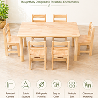 COMPANY Mobilier Moderne en Bois pour Maternelle, Ensemble Table et Chaises en Bois Massif pour Salle de Classe Préscolaire et Garderie