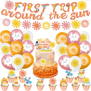 Sunshine 1er anniversaire fournitures comprennent des ballons Boho joyeux anniversaire bannière gâteau Topper premier <span class=keywords><strong>voyage</strong></span> autour du <span class=keywords><strong>soleil</strong></span> ensemble de décoration - Product Image 1