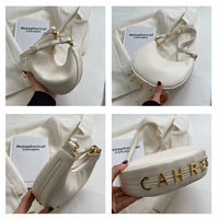 Chaîne en PU de luxe avec logo personnalisé Sacs à main fourre-tout en cuir style rétro bonbon couleurs lettres sous les aisselles à la mode pour femmes