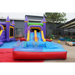 Tobogán Acuático Inflable con Temática de Castillo Morado, <span class=keywords><strong>Torre</strong></span> Arcoíris con <span class=keywords><strong>Piscina</strong></span> para Niños, Alquiler Comercial para Fiestas de Verano - Product Image 5