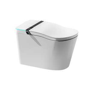 WC monobloc intelligent à double chasse, design moderne, cuvette en céramique, forme ronde créative Little Planet, automatique, à poser au sol - Product Image 1