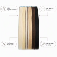 Extensions de cheveux naturels à bandes adhésives double face pour femmes, volume quotidien, doux pour les cheveux et la peau.
