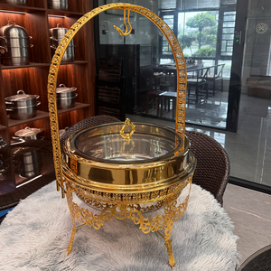 ゴールデンキーモダン9Lステンレス鋼チャフィング皿セットガス蝶吊りストーブ温温保持装置 - Product Image 6