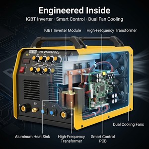 Machine à souder <span class=keywords><strong>TIG</strong></span> à impulsions AC/DC Rilon <span class=keywords><strong>TIG</strong></span> 250PAC/DC, 250 ampères, 220V, pour l'aluminium et l'acier inoxydable - Product Image 4