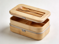 Lonchera Creativa Biodegradable de Bambú, Apta para Alimentos, Reutilizable, Tipo Bento, para Oficina y Picnic