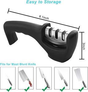 Aiguiseur de couteaux manuel 3 en 1, 3 étapes, tungstène, diamant, céramique, outil d'affûtage de cuisine, logo personnalisé OEM, vente en gros - Product Image 5