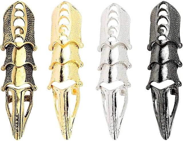 Punk Full Armor Knuckle Joint Claw Finger Ring Gothic Rock Hinged Ring Jewelry Gift Halloween Cosplay Party Costume Accessory