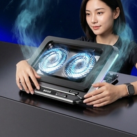 Base de refroidissement U-JIE D17 à double ventilateur en ABS pour jeux et postes de travail
