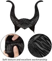 Accessoires maléfique maîtresse du mal reine foncée noir longues cornes chapeau Halloween magique sorcière coiffe pour femmes adulte