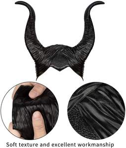<span class=keywords><strong>Mal</strong></span>éfica props-sombrero con cuernos largos negros de Reina oscura para mujer, tocado de bruja mágica para Halloween, tocado para adultos - Product Image 5