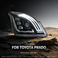 Phares avant pour Prado FJ120 (03-09) avec lentille LED, feux de jour 8000K, 6000 Lumens, 12V