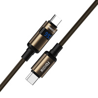 Câble USB C vers USB C Recci 100W avec affichage numérique, cordon de charge rapide tressé de type C de 1,5 m