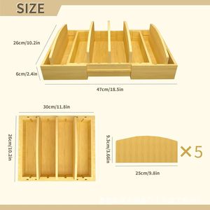 Bamboo <b>Storage</b> <b>Box</b> Extendable <b>Drawer</b> Compartmentalized Lid Organizer For Kitchen Container Lids - Product Image 2