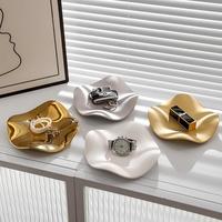Nouveau Plateau à Bijoux en Céramique de Luxe, Design Floral Irrégulier, Organisateur de Montres et Clés, Artisanat Fait Main, Décoration d'Intérieur