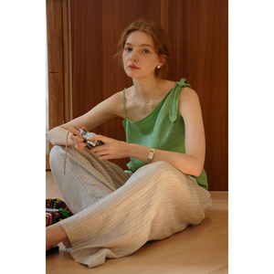 Pantalones de <span class=keywords><strong>Lino</strong></span> de Corte Bootcut, Estilo Vintage <span class=keywords><strong>Francés</strong></span>, Color Beige, con Rayas Verticales, Transpirables, para Verano - Product Image 5