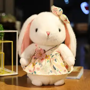 Gute Qualität Fabrik Stofftier Schöne Blumen rock Gefüllte Plüsch Hase Kaninchen Spielzeug Mädchen Geschenke