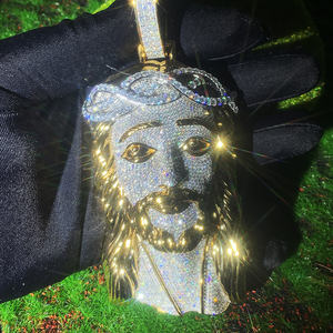 Hip Hop Joyería 14K Oro Moissanite Funy Jesús Pieza Colgante Oro Rosa Jesús Cabeza Cristo Esmalte Iced Out Colgante Personalizado - Product Image 1