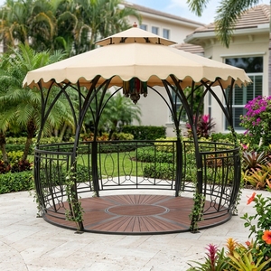 Pergola Contemporanea Impermeabile <span class=keywords><strong>in</strong></span> Acciaio con Arte <span class=keywords><strong>in</strong></span> <span class=keywords><strong>Ferro</strong></span> Battuto Resistente alla Ruggine <span class=keywords><strong>per</strong></span> Giardino Esterno, Hotel e Cortili - Product Image 4