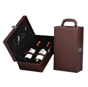 Caja de Vino Personalizada / Caja de Embalaje de Vino Tinto Elegante y Moderna de Madera y Cuero - Product Image 6