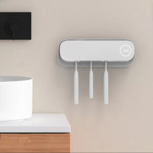 أحدث حامل فرشاة أسنان يثبت على الحائط عرض الوقت جهاز تعقيم فرشاة الأسنان بالأشعة فوق البنفسجية مجفف حقيقي مزود بإضاءة ليلية - Product Image 1