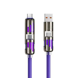 Cable de Carga Rápida Multifunción 4 en 1 de 240W al por Mayor con Luz LED y Cable USB Tipo C Múltiple - Product Image 1