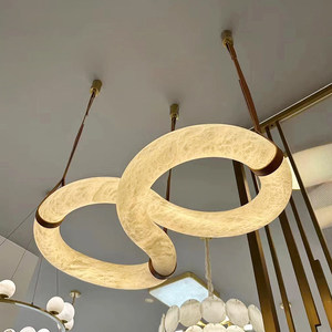 Lámpara Colgante <span class=keywords><strong>de</strong></span> Alabastro Moderna y Lujosa, Forma <span class=keywords><strong>de</strong></span> Ola, Piedra Natural, para Sala <span class=keywords><strong>de</strong></span> Estar, Vestíbulo <span class=keywords><strong>de</strong></span> <span class=keywords><strong>Hotel</strong></span>, Proyectos <span class=keywords><strong>de</strong></span> Interiores - Product Image 2