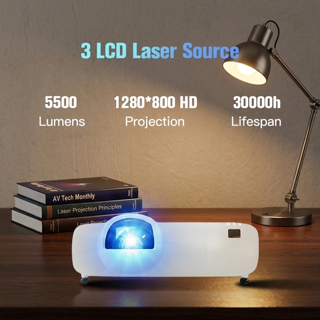 Smart Laser Video Projector Indoor LCD 5500Lumens Laser Projector