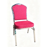 Chaise de banquet empilable en acier inoxydable 304 avec revêtement en tissu rouge pour mariage, hôtel, événement, salle à manger