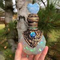Flacon en verre décoratif en résine cristalline, bleu rose lumineux, pour cosplay, flacon de potion magique, flacon mystique en cristal de lune