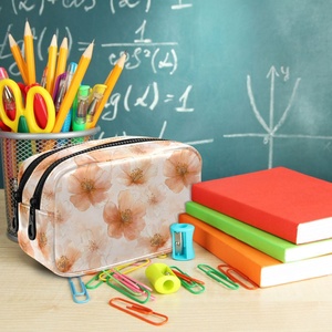 Bolsa de Lápices con Estampado de Flores Hawaianas Personalizada al por Mayor, Bolsa de Cosméticos Portátil de Cuero PU, Bolsa de Maquillaje para Mujer, para Viaje - Product Image 5