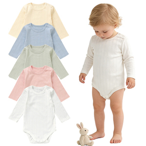 Body de Bebé de Algodón con Manga Larga y Tejido Pointelle - Mono Suave y Transpirable para Recién Nacidos, Niños y Niñas - Product Image 1