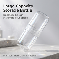 Pot de rangement en plastique transparent à double compartiment, conteneur séparé à deux côtés, bouteille en PET transparente pour le stockage d'aliments secs