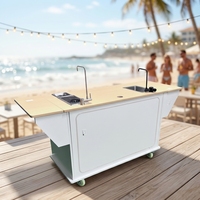 Comptoir de bar à cocktails autoportant en bois, présentoir moderne pour boissons, marron/noir/blanc CN/GUA, pour événements extérieurs