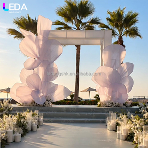 Décoration de mariage en plein air personnalisée LEDA, grand panneau métallique blanc, grand ensemble de toile de fond florale en gaze pour événement - Product Image 1