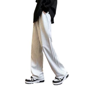 <span class=keywords><strong>Pantalon</strong></span> de sport large pour <span class=keywords><strong>homme</strong></span>, style rétro, décontracté, coupe droite, <span class=keywords><strong>plissé</strong></span>, rayé, avec devant plat, teint uni, idéal pour l'hiver - Product Image 4