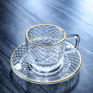 Vente en gros de tasses à café en verre résistantes à la chaleur pour la maison, tasses à thé, à espresso, à latte <span class=keywords><strong>avec</strong></span> <span class=keywords><strong>soucoupe</strong></span> - Product Image 2